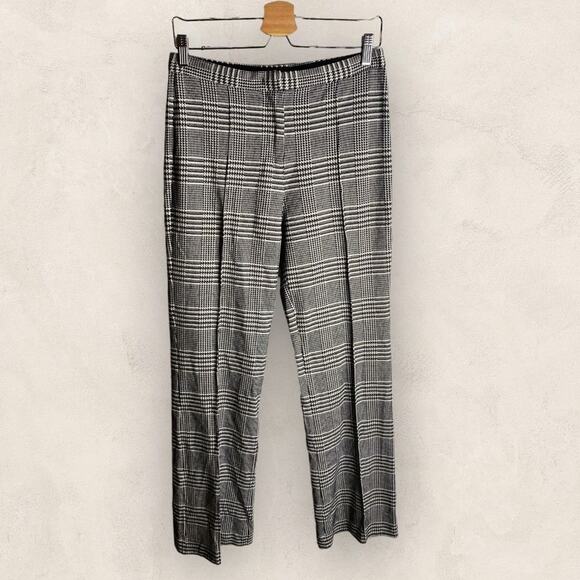 ELIE‎ TAHARI Knit Houndstooth Check Plaid Wide Leg High Rise Pants 6 - Picture 2 of 4